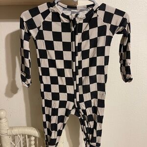 Forever French baby checkered zip up pajamas